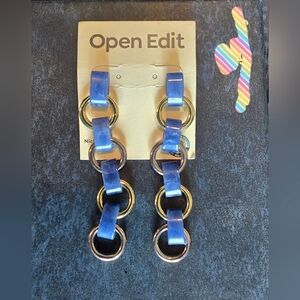 Open Edit Blue and Gold Hoop Earrings